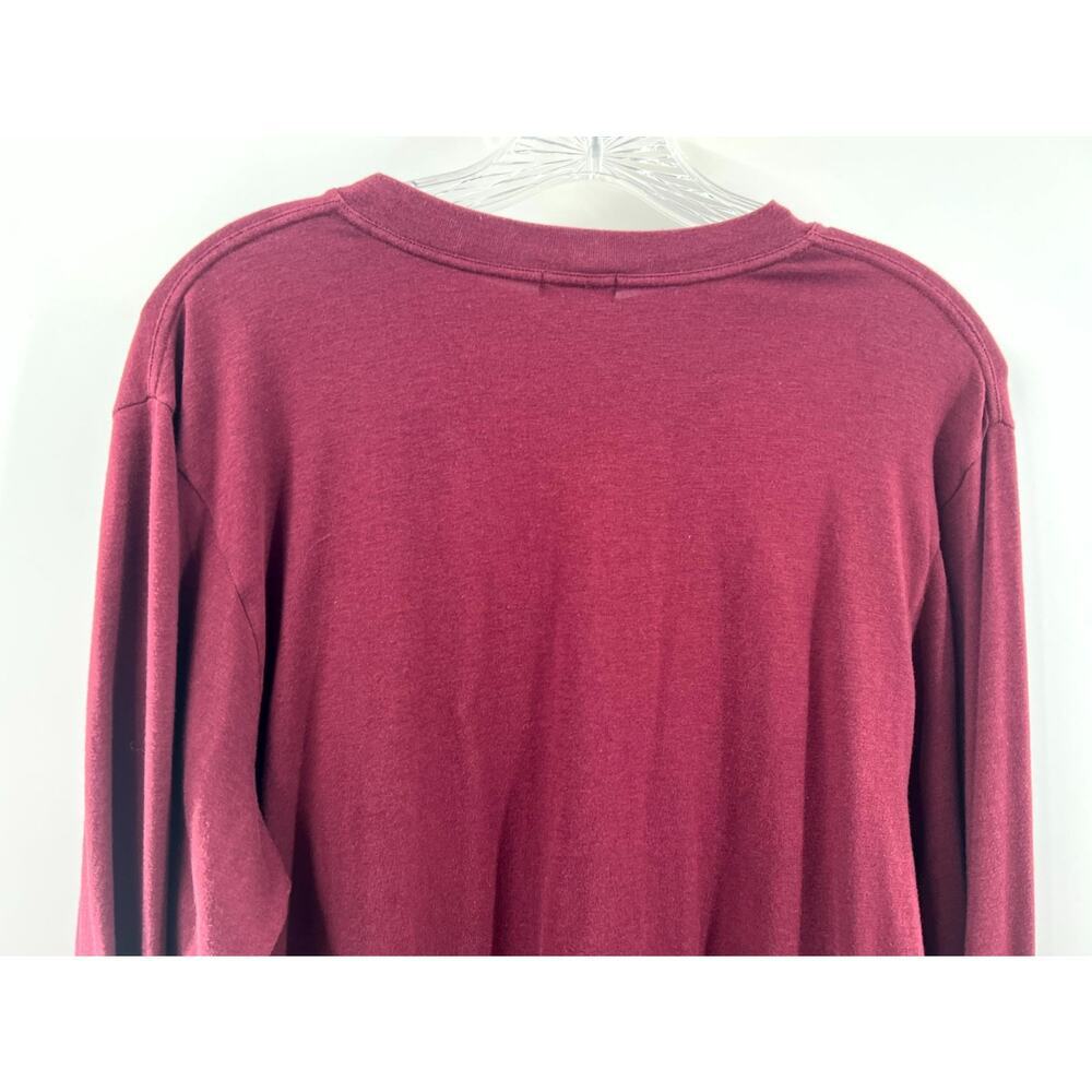 Skims Men's Maroon Stretch Crew Neck Comfort Long Sleeve Tee Shirt Size Medium - Picture 5 of 6